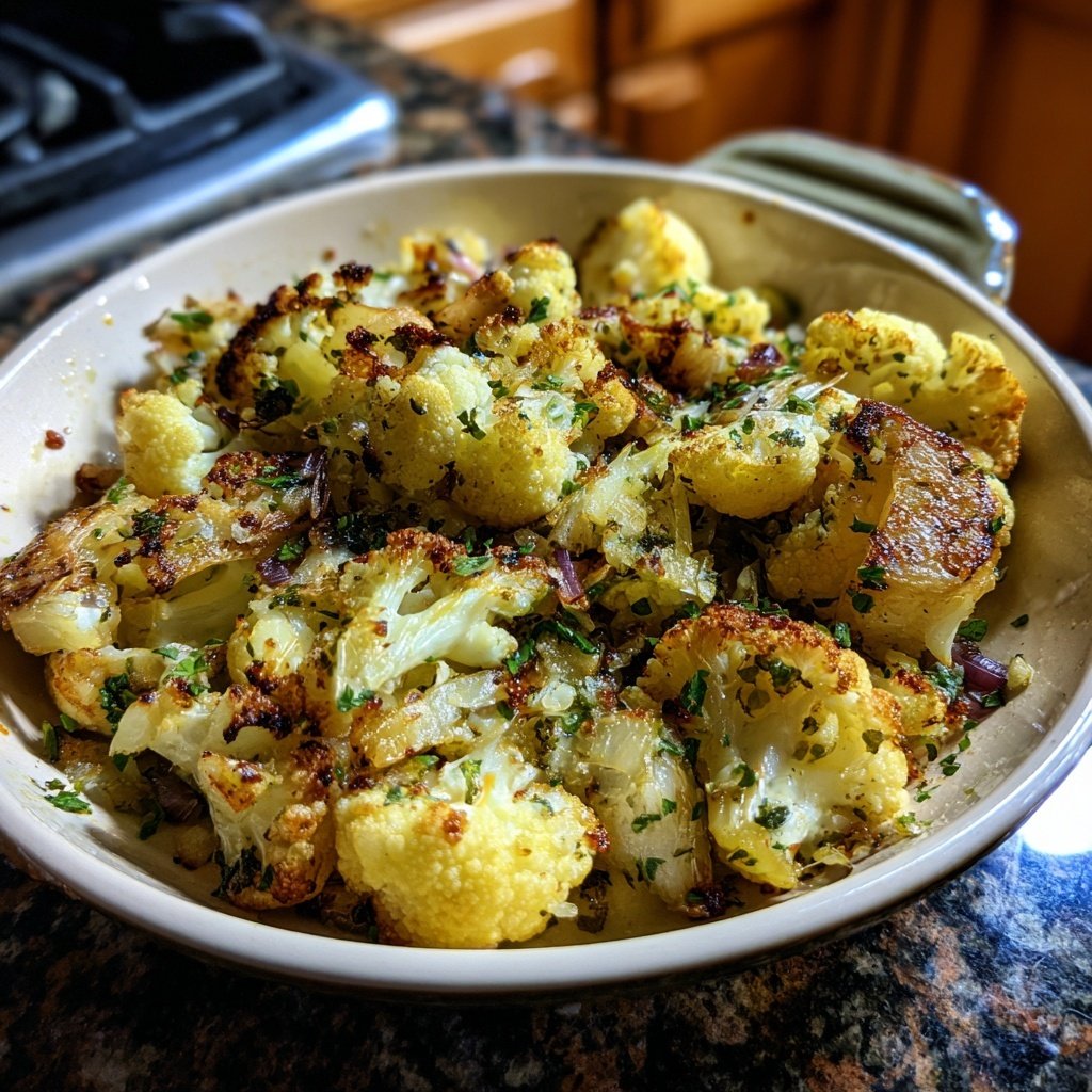 Blumenkohlpfanne mit Knoblauch