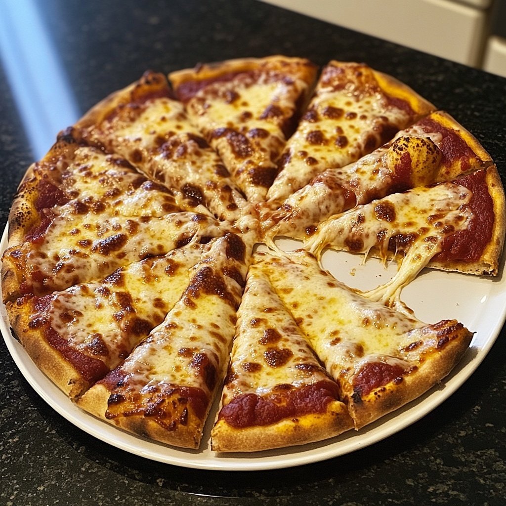 Pizza mit Pilzen und Mozzarella