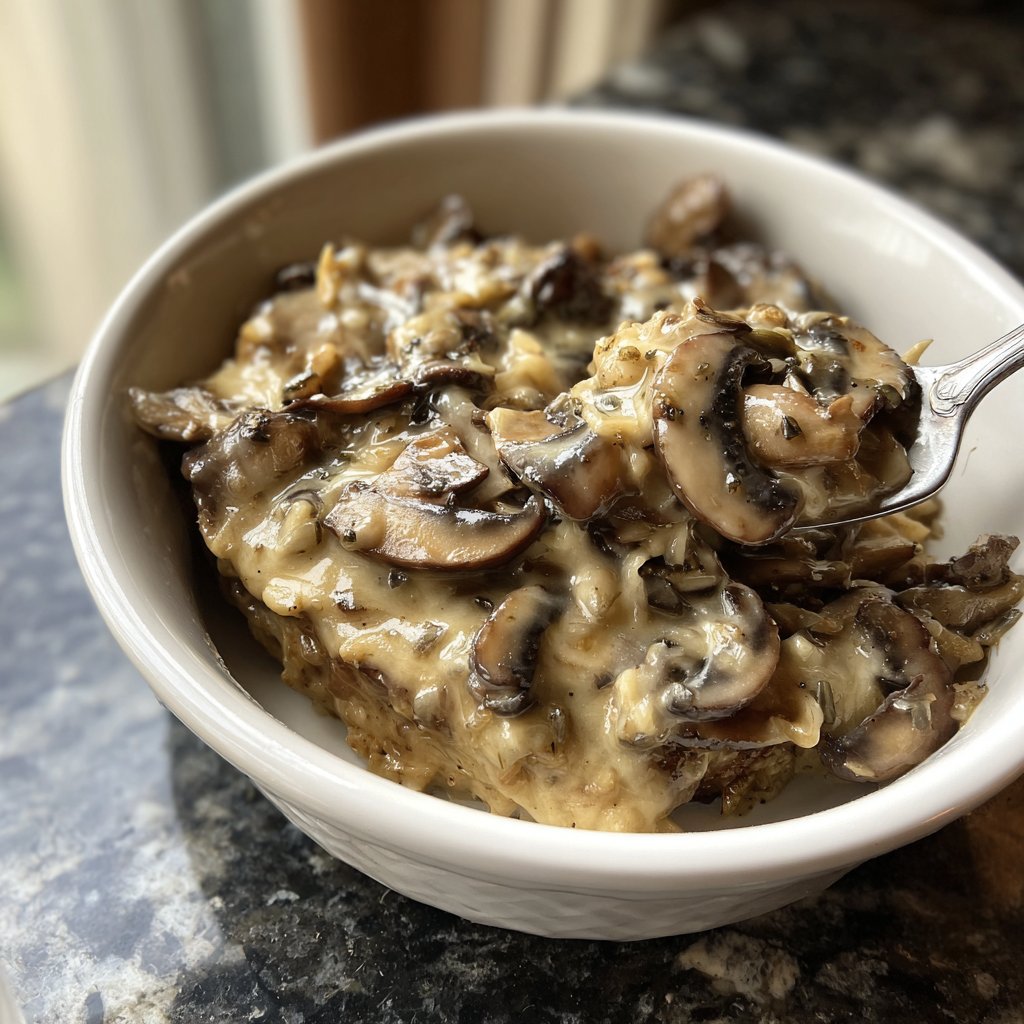 Abendessen mit cremiger Pilzpfanne