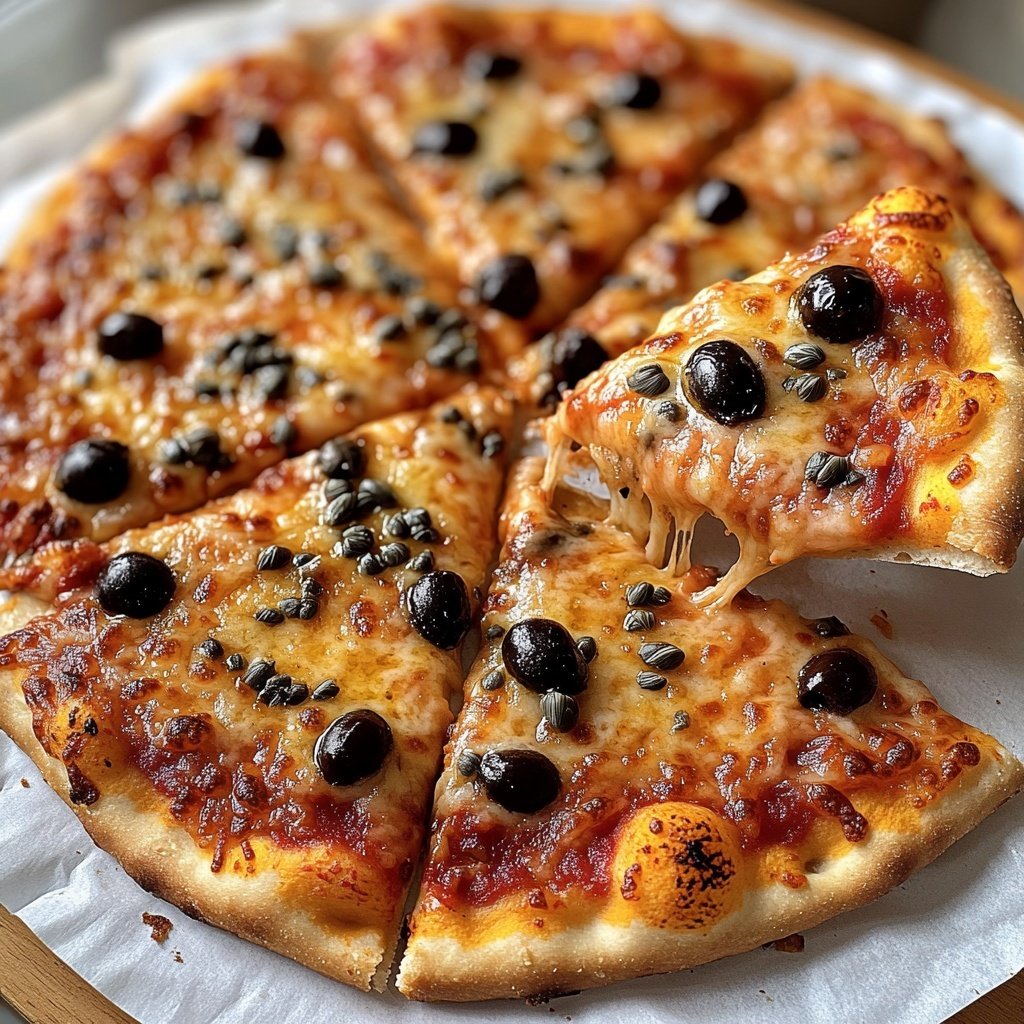 Pizza mit Oliven und Kapern