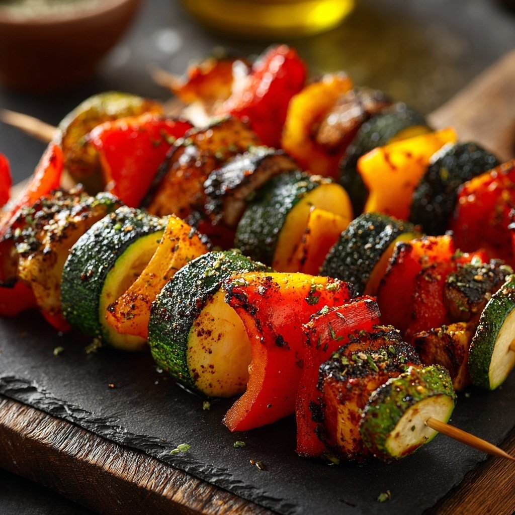 Grillgemüse Spieße Mit Paprika Und Zucchini