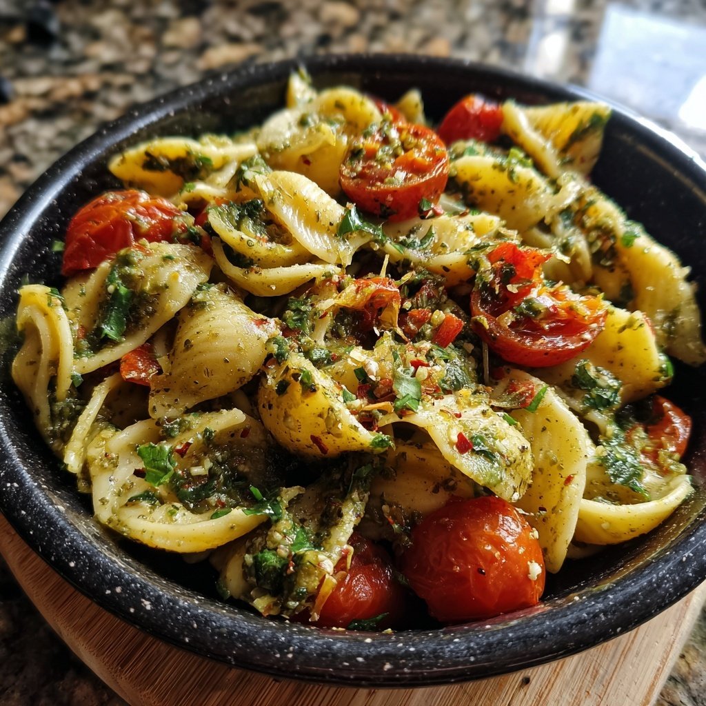 Mediterraner Nudelsalat Mit Pesto