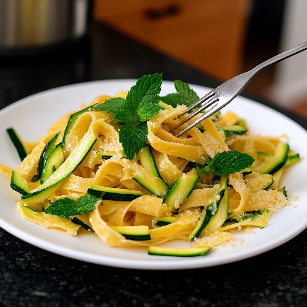 Tagliatelle mit Zucchini und Minze
