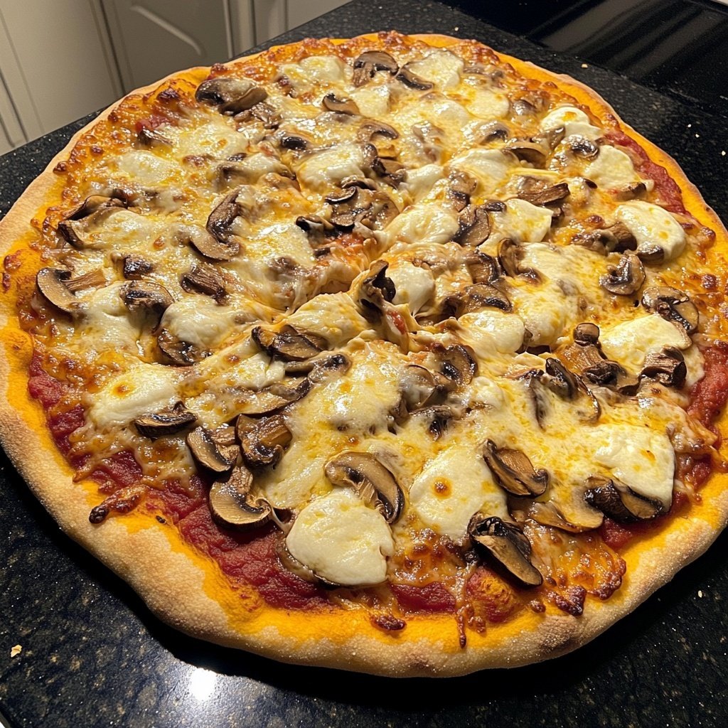 Pizza mit Pilzen und Käse